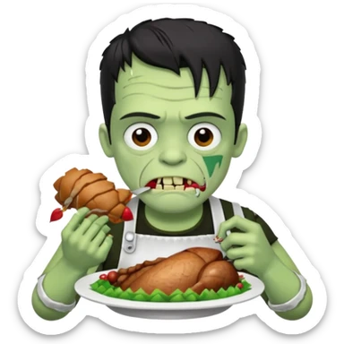 Frankenstein eating turkey sticker