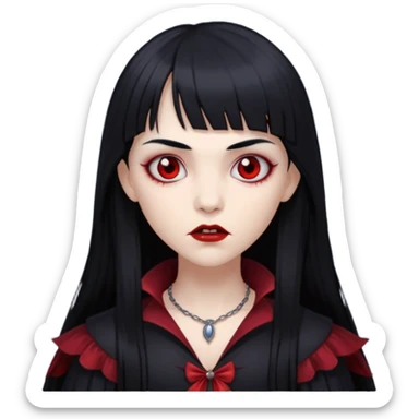 quero a foto de uma vampira com franja de cabelo preto sticker