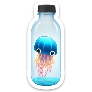 Jellyfish in water bottle  sticker
