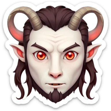 Evil, shadowie Male lord with Red glowing eyes and Long darkBrown Hair and goat beard sticker