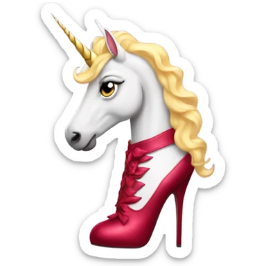 a drag queen unicorn giving a nasty side eye as he wears extremely tall ruby heels sticker