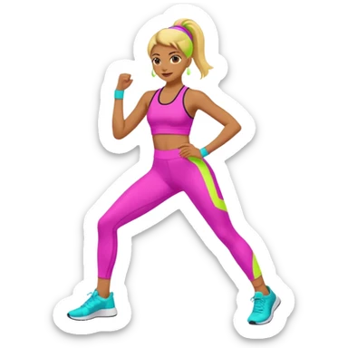 glow 80's work out sticker