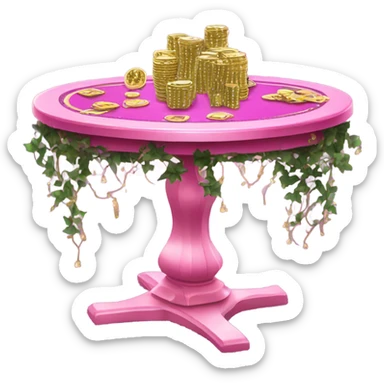 Pink gambling table with glitter and vines  sticker