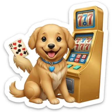 a dog plays slots sticker