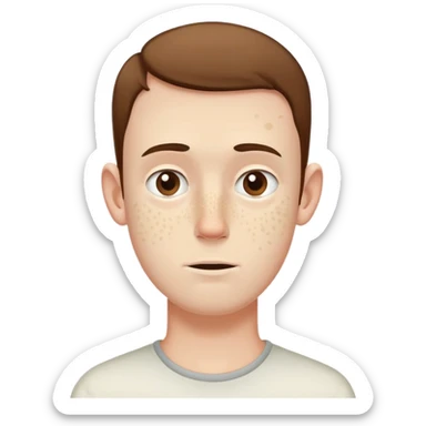 very tall, extremely pale white guy with pimples on his face, brown short hair, small ears sticker