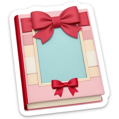 Junk journaling aesthetic book cover, tactile fabric textures, classic framing
Red yarn bow as focal point, soft shadows, calm pastel pink backdrop
Elegant, cozy, artistic, high-end print design sticker