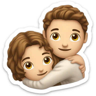 europeans young lovers with brown hairs hugging in a comforter ball sticker