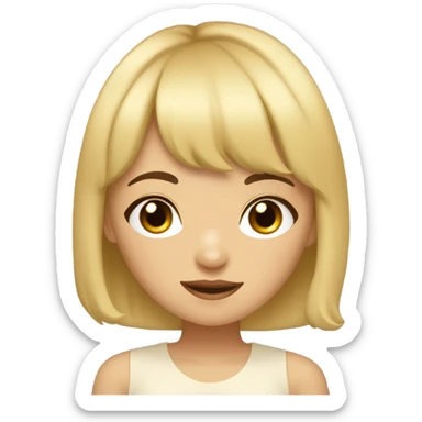 Make a black wavy hair girl, with a wispy bangs, a double eyelid eyes and yellowish tan skin sticker