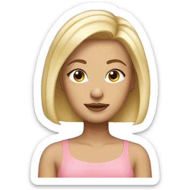 Beautiful girl with blonde bob hairstyle and blonde eyebrows sticker