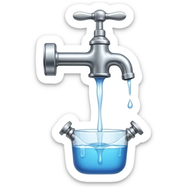 
water pouring from an OLD tap, 1980 sticker