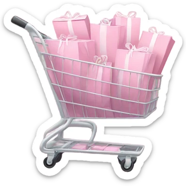 shopping cart full of light pink gift bags sticker