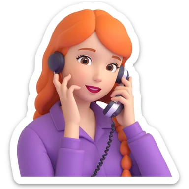 girl talking on phone bedroom background, close up pose sticker