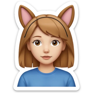 White girl with straight brown hair name is Valentina put dog ears on her and make he rlike like a bith but still not ugly just the dog prt of it and also have a shirt that says siri on it LONG LIGHT BROWN HAIR the shrit must say siri on ittt dont draw a dog just dog years sticker