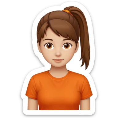 brown hair girl with ponytail and orange shirt sticker