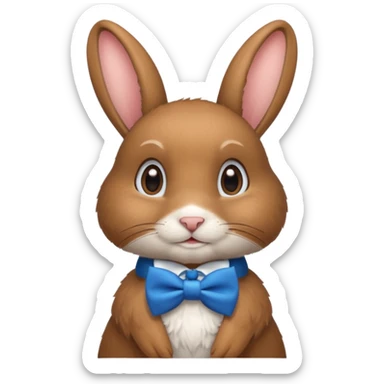 Brown rabbit with blue bow tie sticker