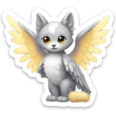 Anthro shy cute kawaii winged animal hybrid full body sticker
