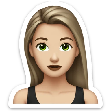 White girl with green eyes brown hair long lashes full lips and black tank top sticker