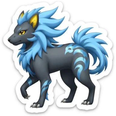 Storm-Grey Cloud-Swirled Heavy-Maned Thunder-Marked Electric Luxray-Manectric hybrid creature (full body) sticker