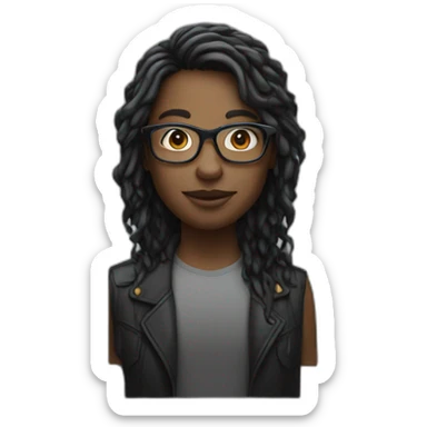 tech person, black hear, glasses, white skin sticker