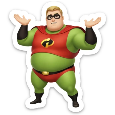 green fat mr incredible farting  sticker