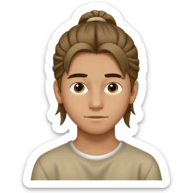 homme cheveux long attaché sans cheuveux dépanssant  16 ans, un peu bronzé sticker