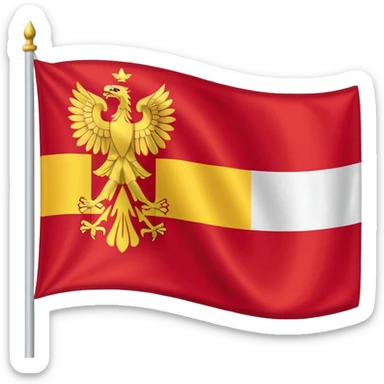 a flat flag that is split down the middle of half the polish flag and half the macedonian flag sticker