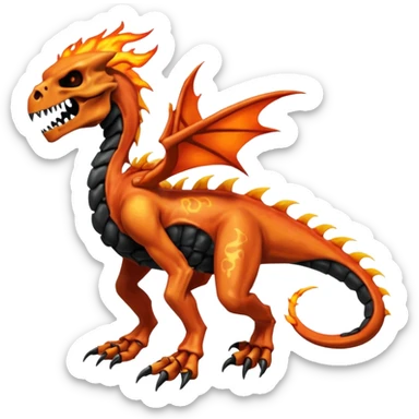 Oily smooth glossy evil sharp edgy badass skeletal fiery skull-faced Charmeleon-Zeraora-Salandit-fusion, full body sticker