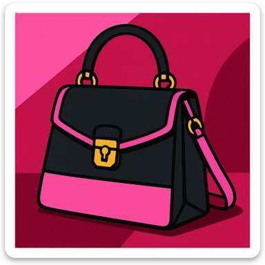chic accessory with BLACKPINK vibes, black and pink color scheme, trendy and elegant look, vibrant toon style sticker