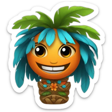 Tiki with colors blue and orange-tornado-fun-love-girl sticker