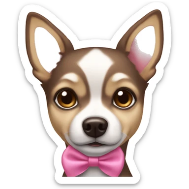 Chihuahua Husky brown with a pink bow sticker