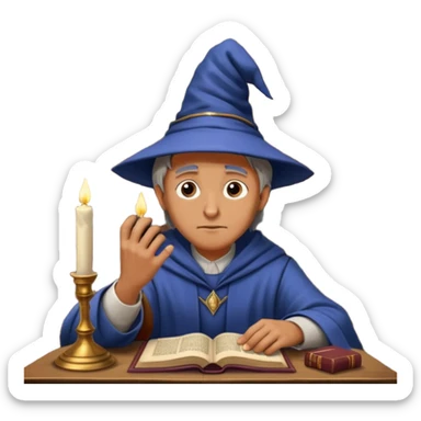 "Thinking face emoji 🤔 as a thoughtful wizard in Hogwarts library, scratching head with quill, surrounded by floating books and candles, detailed digital art in Harry Potter style, puzzled expression, magical atmosphere."
 sticker