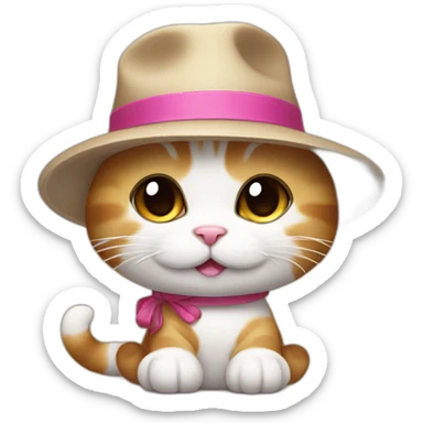 Kawaii cat artist in hat with a brush so it can be used as a mouse cursor sticker