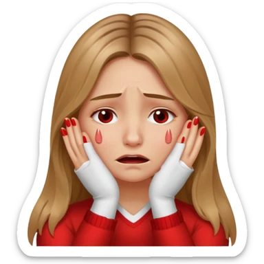 long Bronde hair girl crying with hands covering face sticker