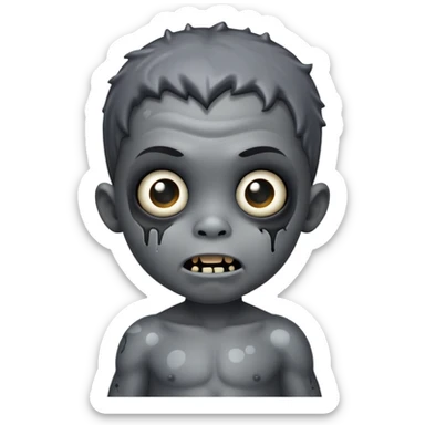Super idol as creepy black zombie toddler with a gray spot shining on his head with the background being dark gray and “super idol” is almost pitch black and outside of that circle is literally just a pitch black background sticker