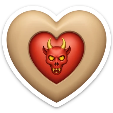 beige heart satanic sticker