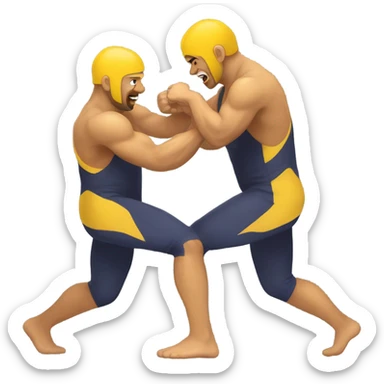 two yellow skin wrestling  sticker