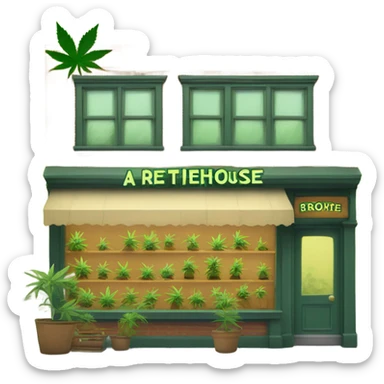 cannabis shopfront  name:treehouse sticker
