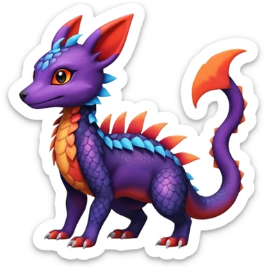 Cute Exotic Colorful Guilmon-Salandit-Umbreon-Quilava-Fakémon-hybrid-creature (full body)  sticker
