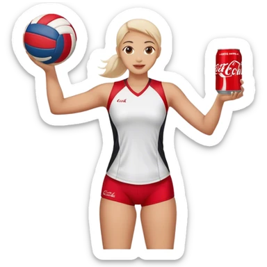 The Coca Cola drink playing volleyball sticker