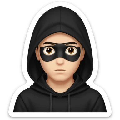 Un joven con una capucha negra que solo le deje ver los ojos y cejas sticker