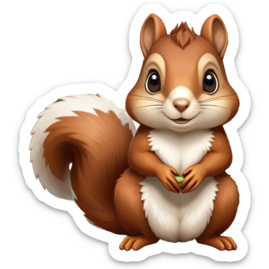 Cinematic Noble Squirrel Portrait Emoji, Poised and regal, with a nimble, agile build and a lush, well-groomed Fur of rich auburn and cream, deep-set soulful bright eyes, Simplified yet sharp and sophisticated features, highly detailed, glowing with a soft, dignified glow, high shine, intelligent and spry, stylized with an air of woodland charm, focused and attentive, soft glowing outline, capturing the essence of a watchful and confident rodent, so majestic it feels as though it could scamper out of the screen with effortless authority! sticker