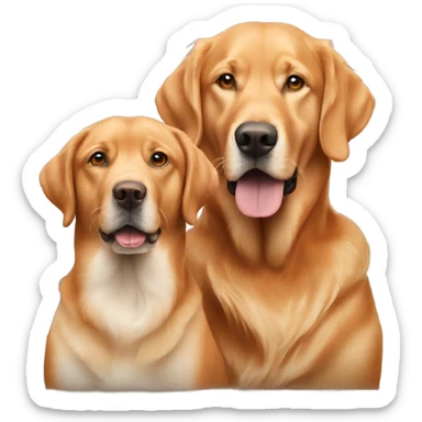 Man and woman and fox red Labrador and golden retriever  sticker