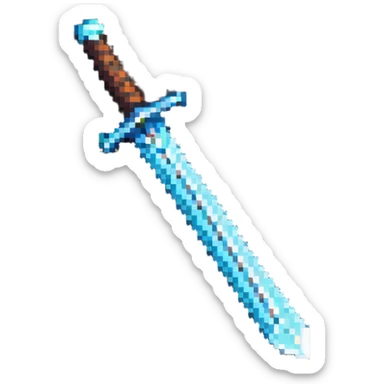 pixel art style diamond sword reminiscent of retro games sticker