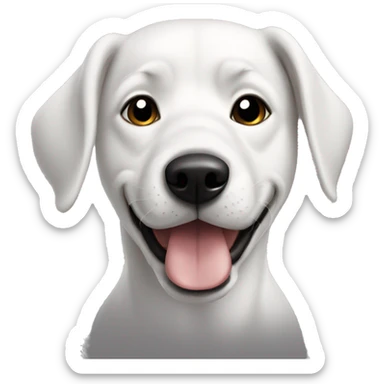 White dog with black ears, black nose, black around eges  sticker