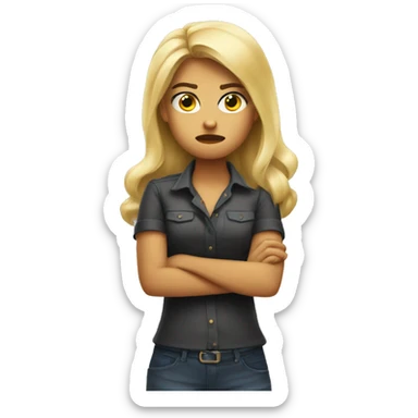 angry arms crossed blonde girl emoji  sticker