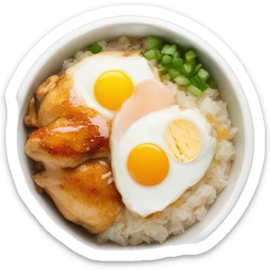 chicken thigh rice bowl with two eggs sticker