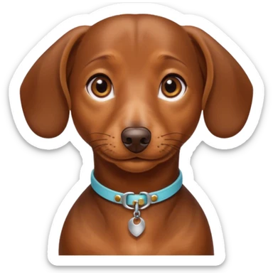 Make a brown short hair dachshund with hazel  eyes and a collar that says the name mocha sticker