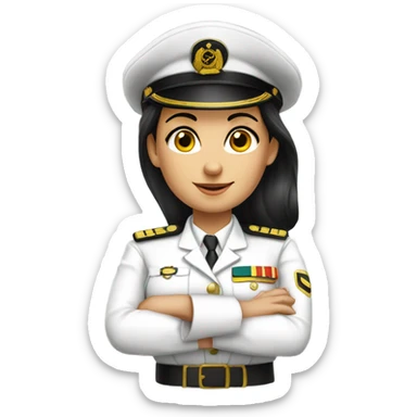 German Ship Captain Woman white Uniform dark hair sticker