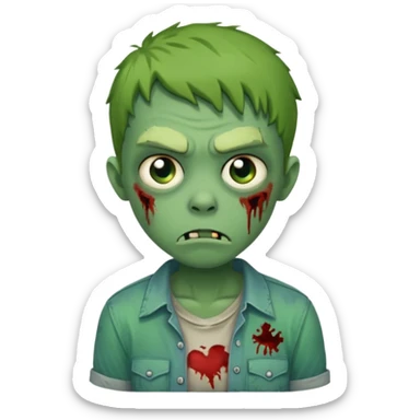 a super cute zombie green with shirt, look sad but not danger

 sticker