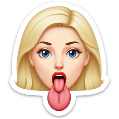 White womens face sticking her tongue out in a sassy way sticker